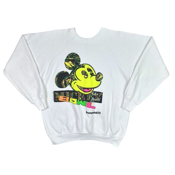 Vintage 90’s Disney Mickey Mouse Bowling Crew Neck Sweatshirt - Size XL - Picture 1 of 9